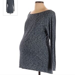 Motherhood Maternity Navy Teal Heathered Striped Lightweight Sweater Women's L